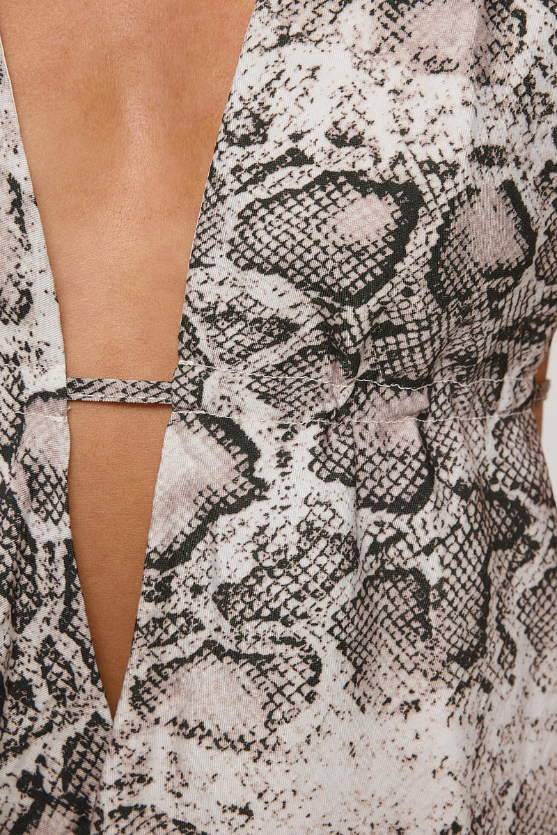 Luck & Trouble Gwen Snake Halter Backless Top Snake Print