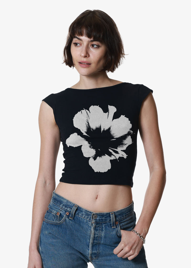 Bloom Black Backless Tee