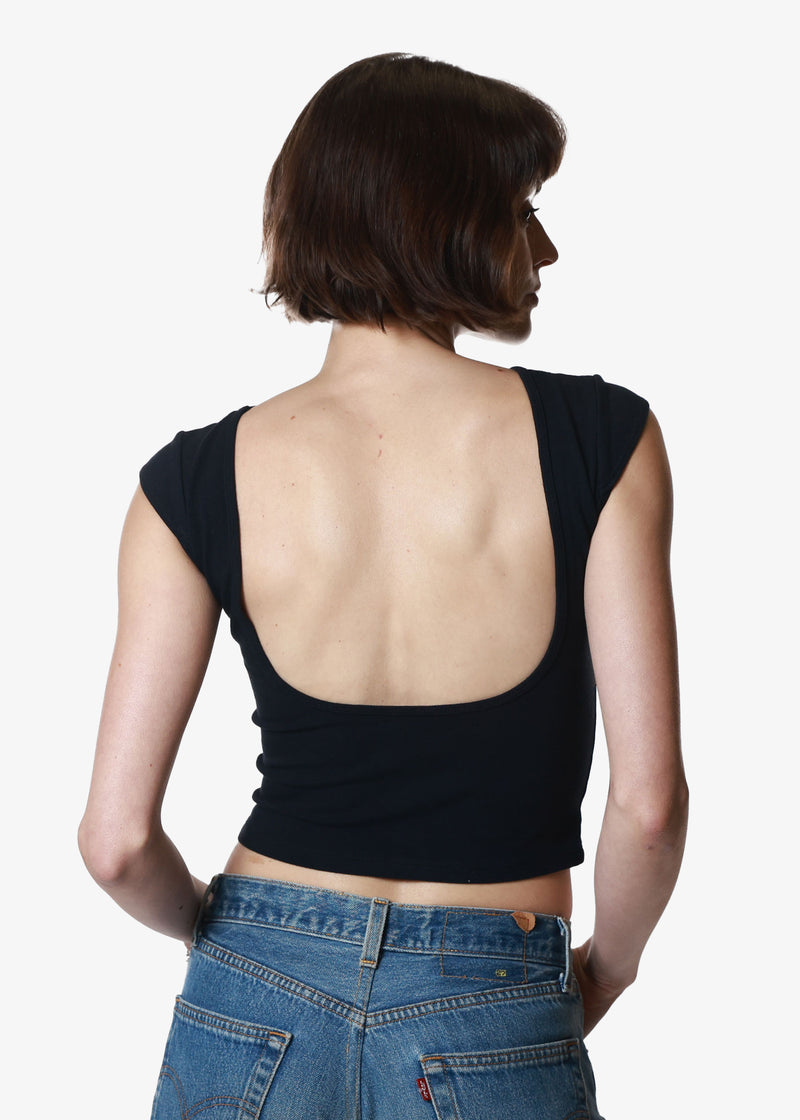 Bloom Black Backless Tee