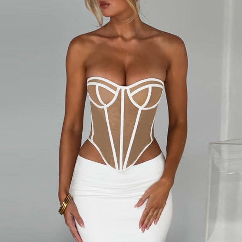 Contrast Color Backless Tube Top for a Sexy Summer Look