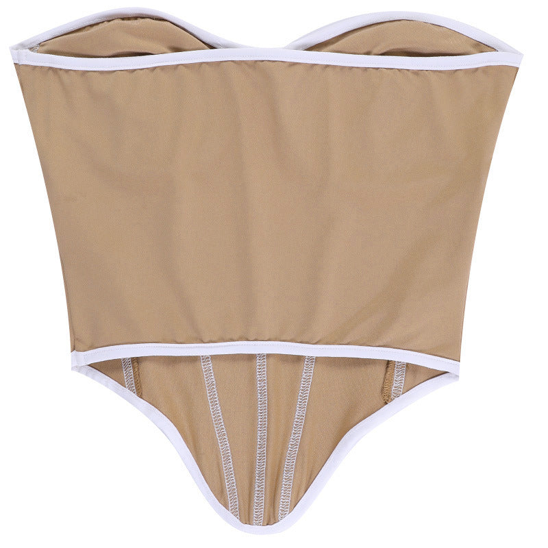 Contrast Color Backless Tube Top for a Sexy Summer Look