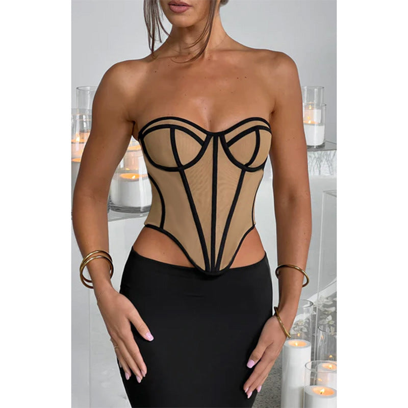 Contrast Color Backless Tube Top for a Sexy Summer Look