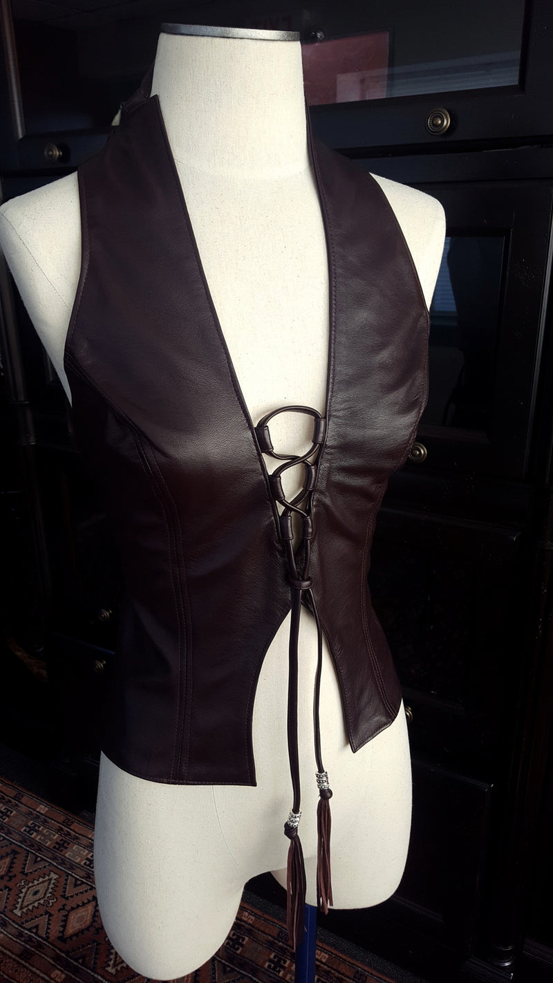 Heaven Sheepskin Leather Halter Top | Backless Style Vest  - SS-1133-sheep