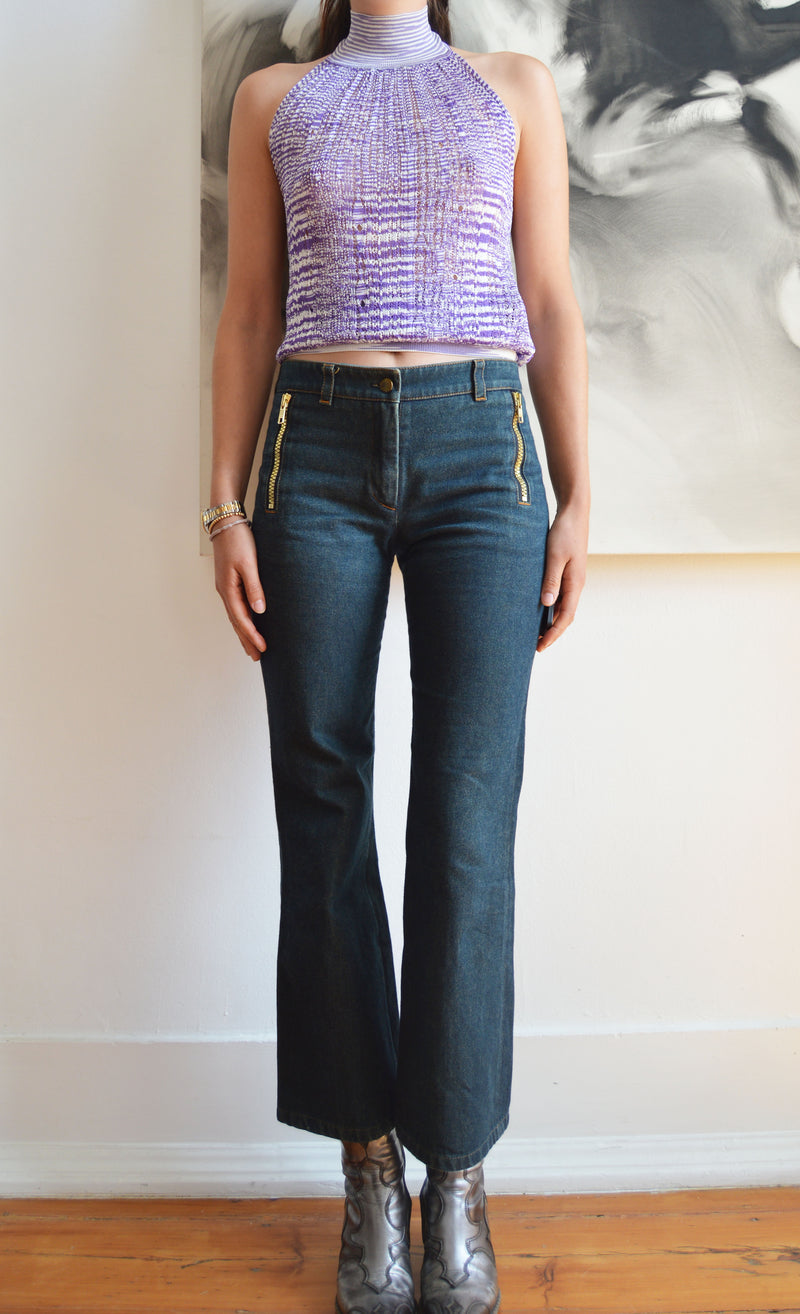 M Missoni Purple Knitted Backless Top