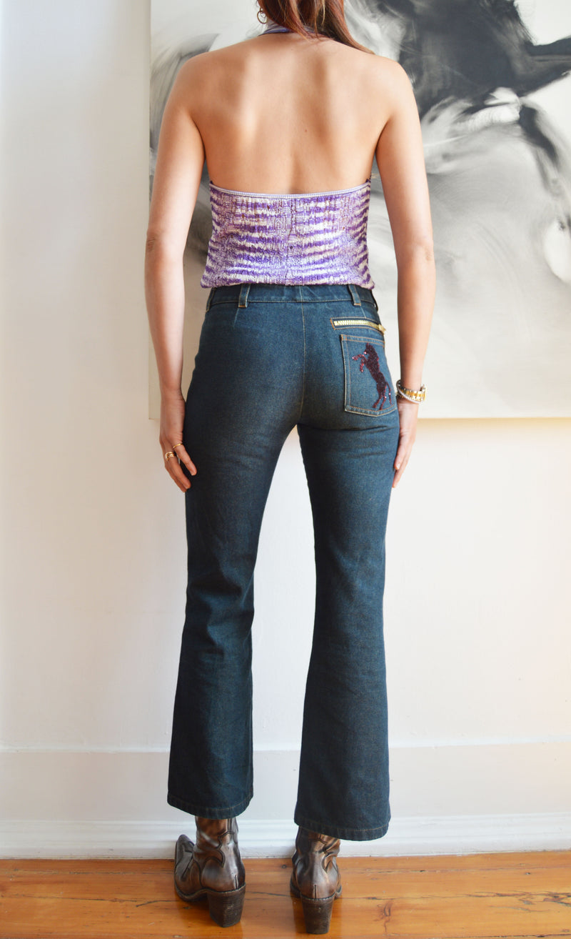 M Missoni Purple Knitted Backless Top