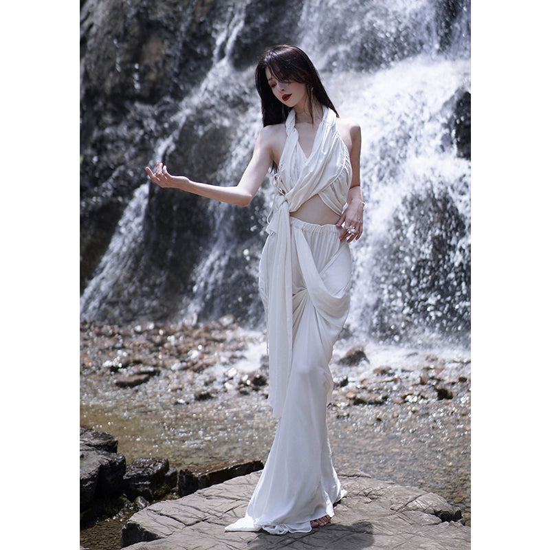 White Backless Summer Tank Top