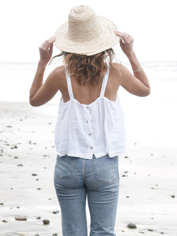 Women's Backless Cropped Top Shirt