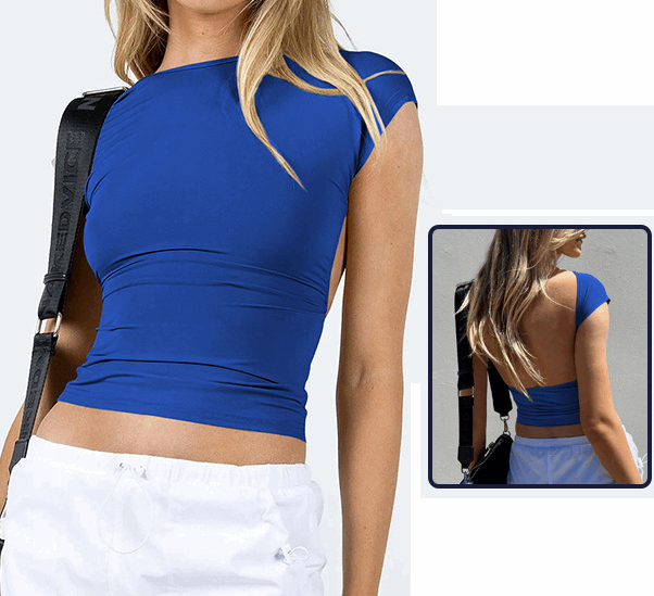 Women's Slim Fit Cap Sleeve Backless T-shirt