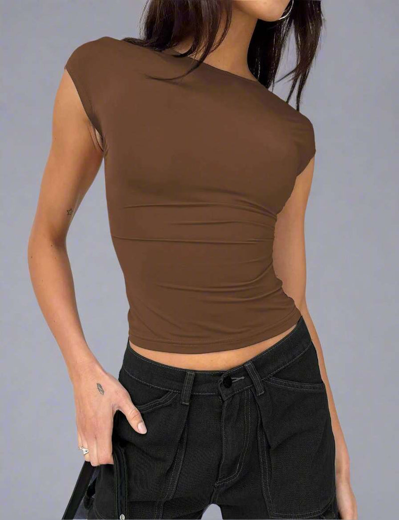 Women's Slim Fit Cap Sleeve Backless T-shirt