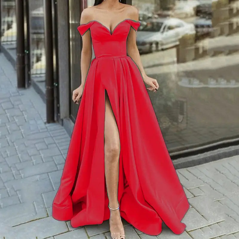Women's Clothing Multi-color Tube Top V-neck Backless Large Swing Split Sleeveless Dress