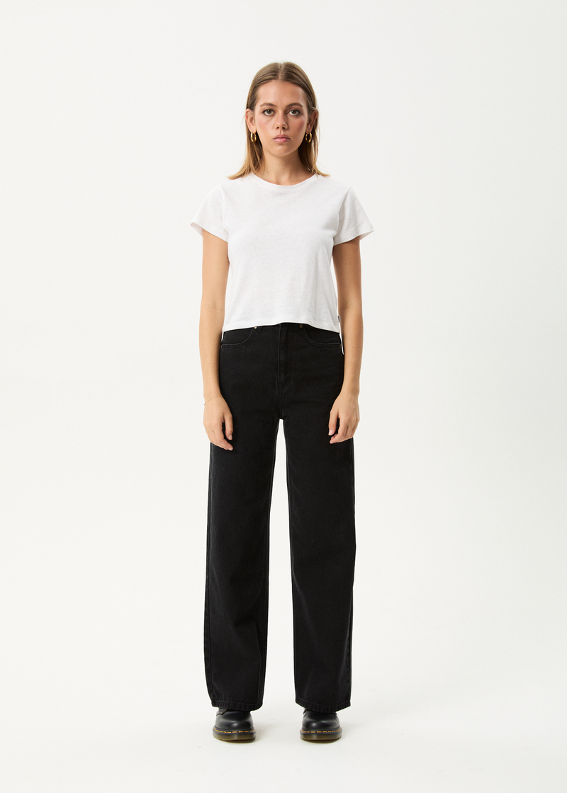 AFENDS Womens Bella - Denim Wide Leg Baggy Jean - Washed Black