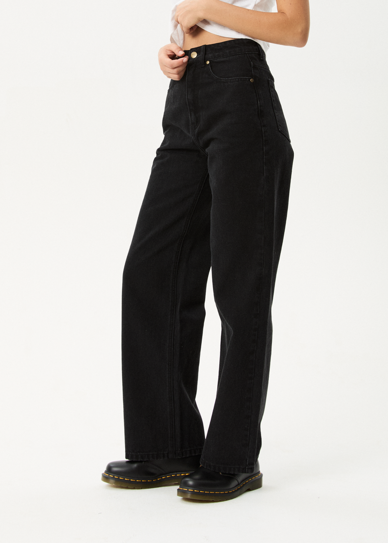 AFENDS Womens Bella - Denim Wide Leg Baggy Jean - Washed Black