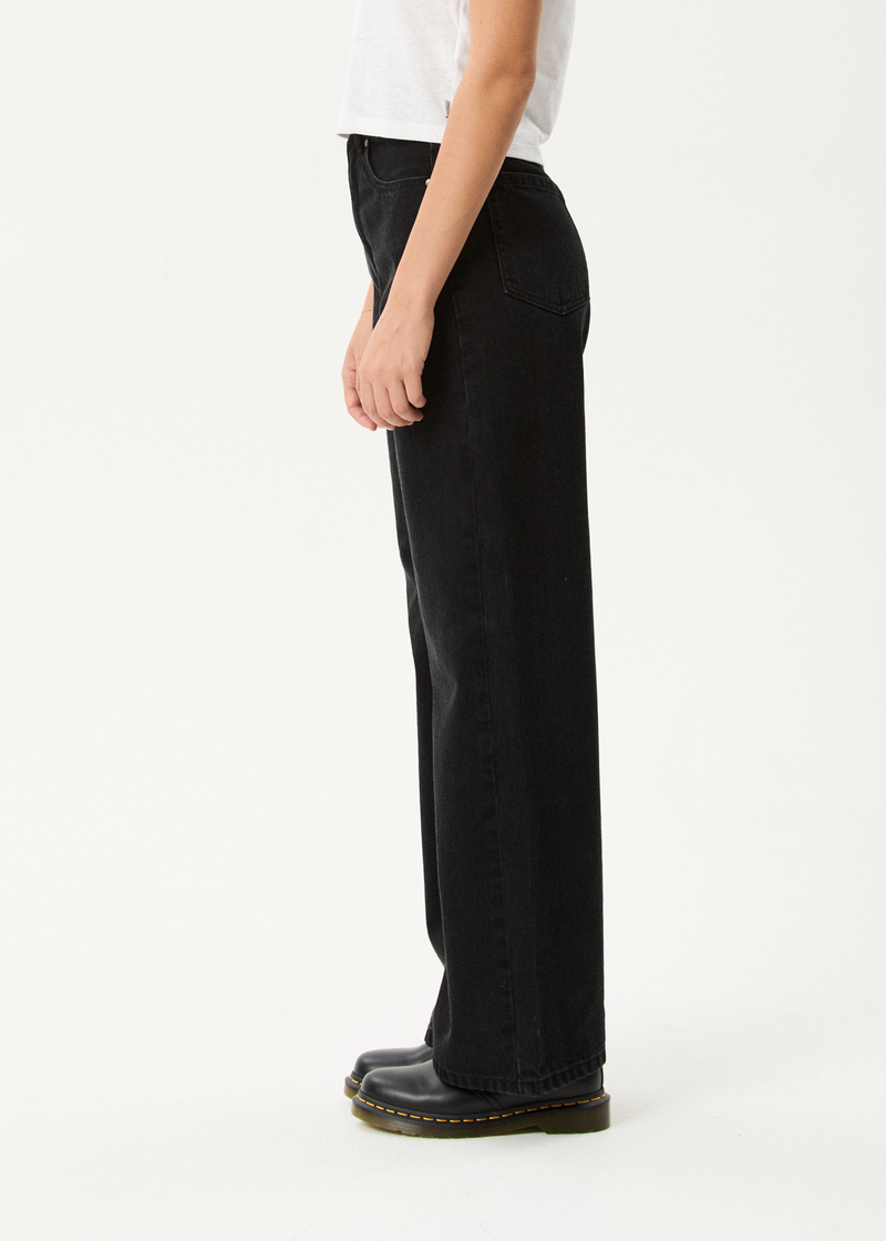 AFENDS Womens Bella - Denim Wide Leg Baggy Jean - Washed Black