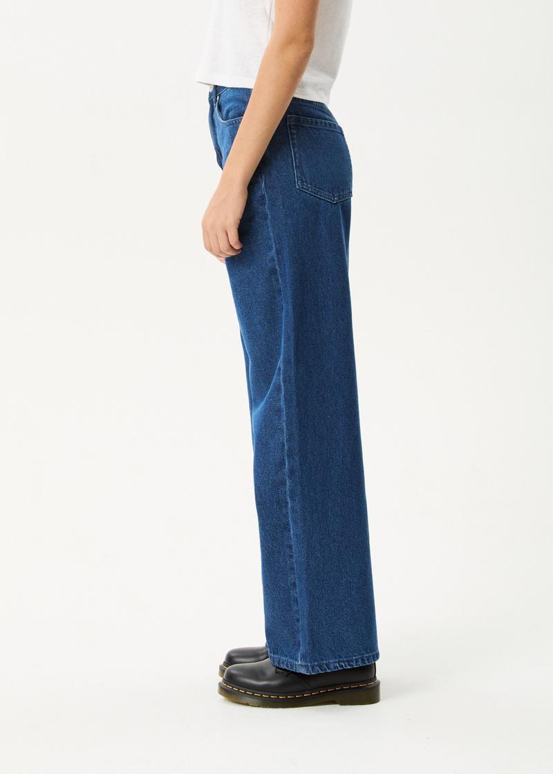 AFENDS Womens Bella - Denim Wide Leg Baggy Jean - Authentic Blue