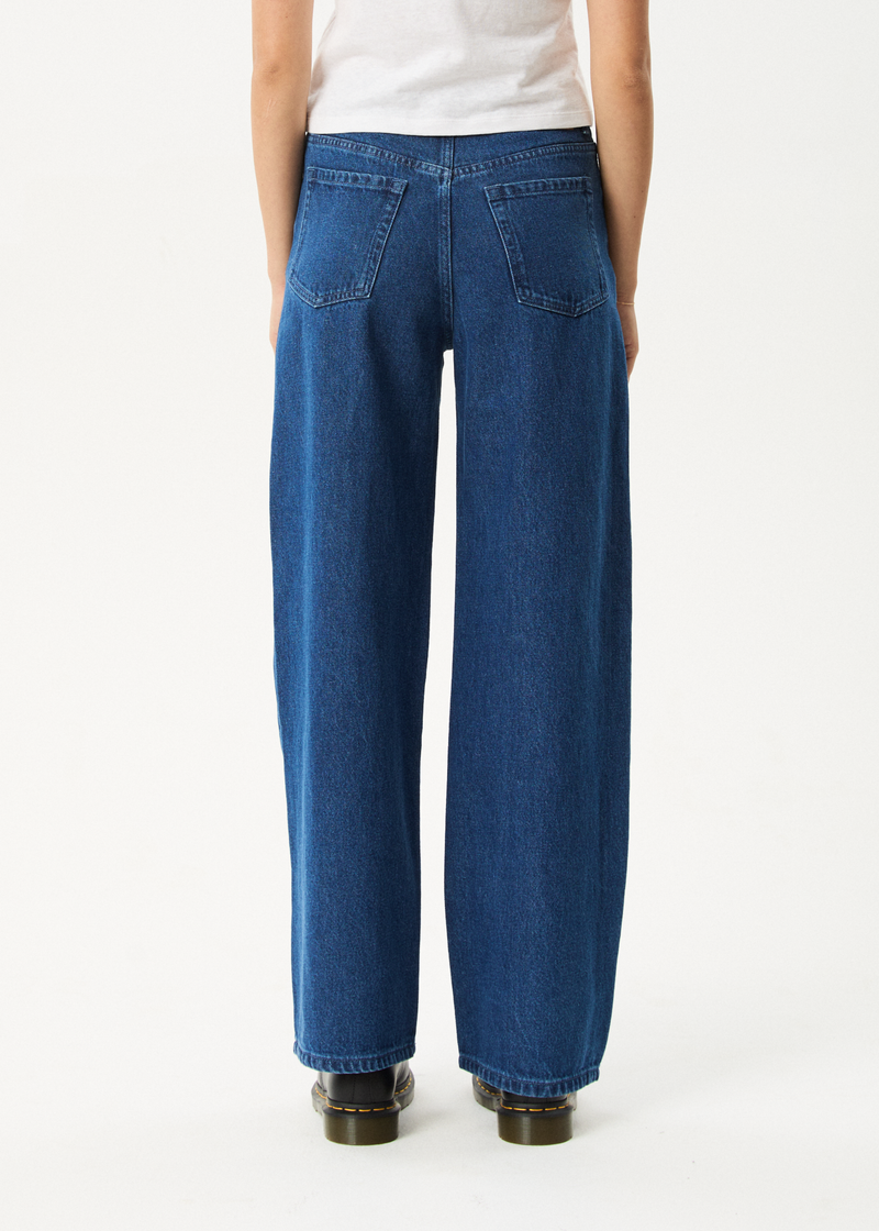 AFENDS Womens Bella - Denim Wide Leg Baggy Jean - Authentic Blue
