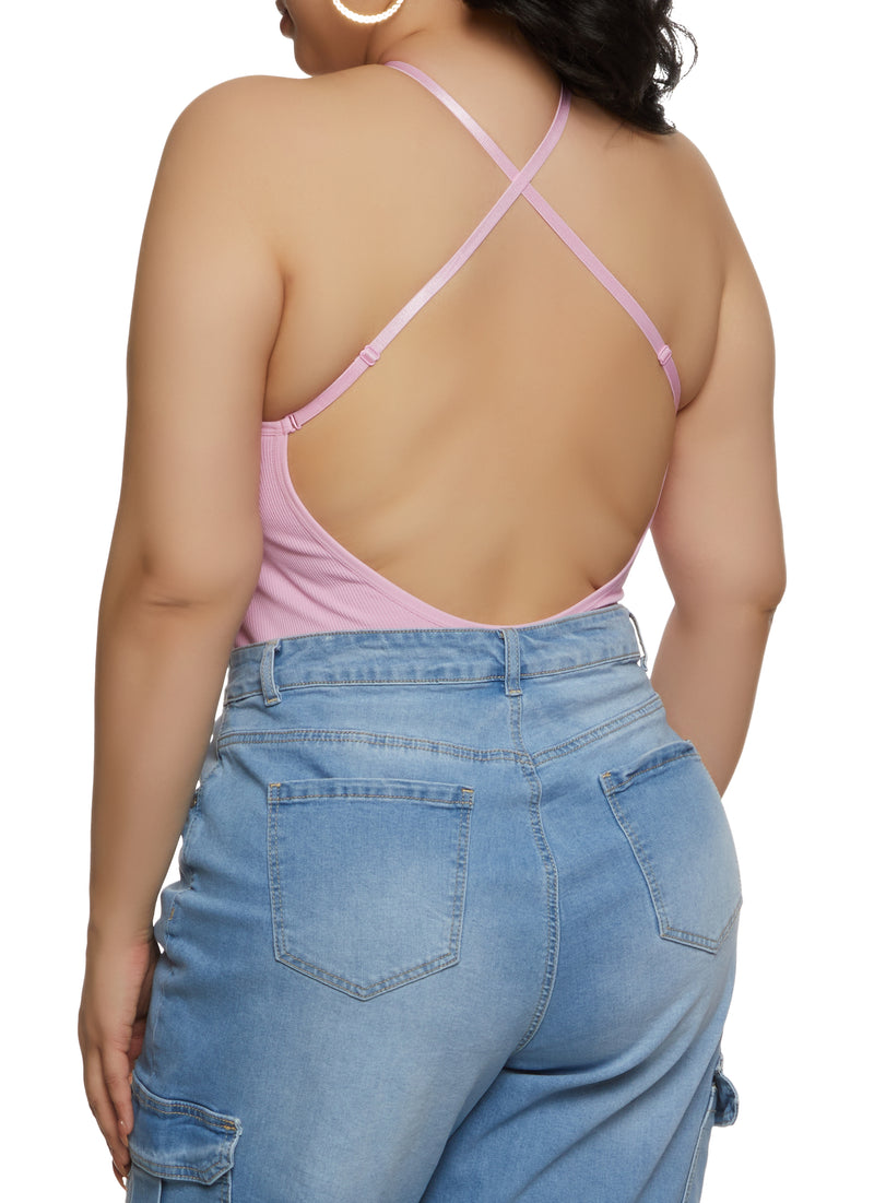 Plus Size Keyhole Open Back Bodysuit
