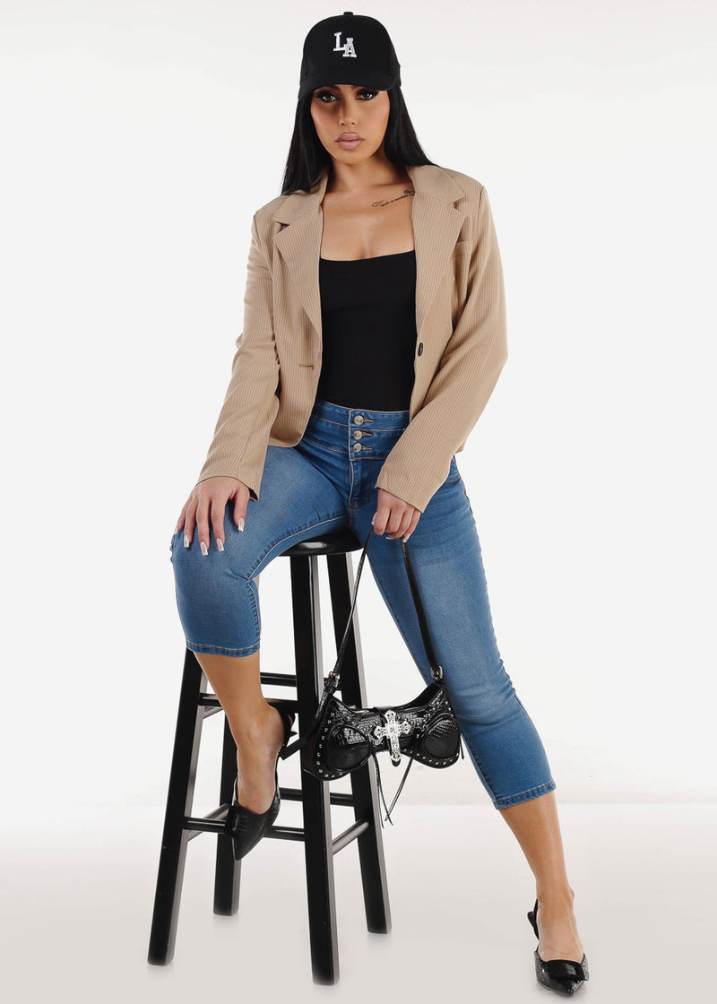 MX JEANS Stretchy Butt Lifting Mid Rise Denim Capris