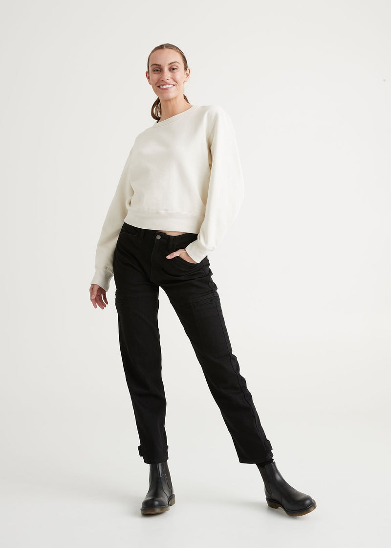 All-Weather Denim High Rise Barrel Pant - Black