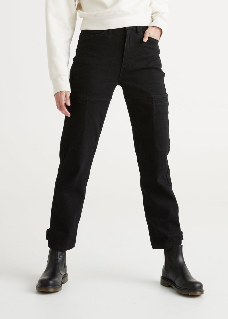 All-Weather Denim High Rise Barrel Pant - Black