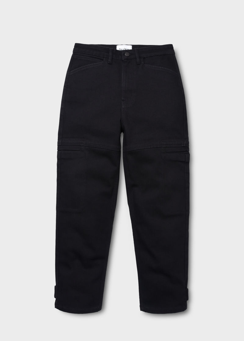 All-Weather Denim High Rise Barrel Pant - Black