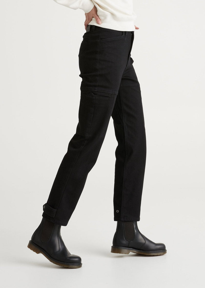 All-Weather Denim High Rise Barrel Pant - Black