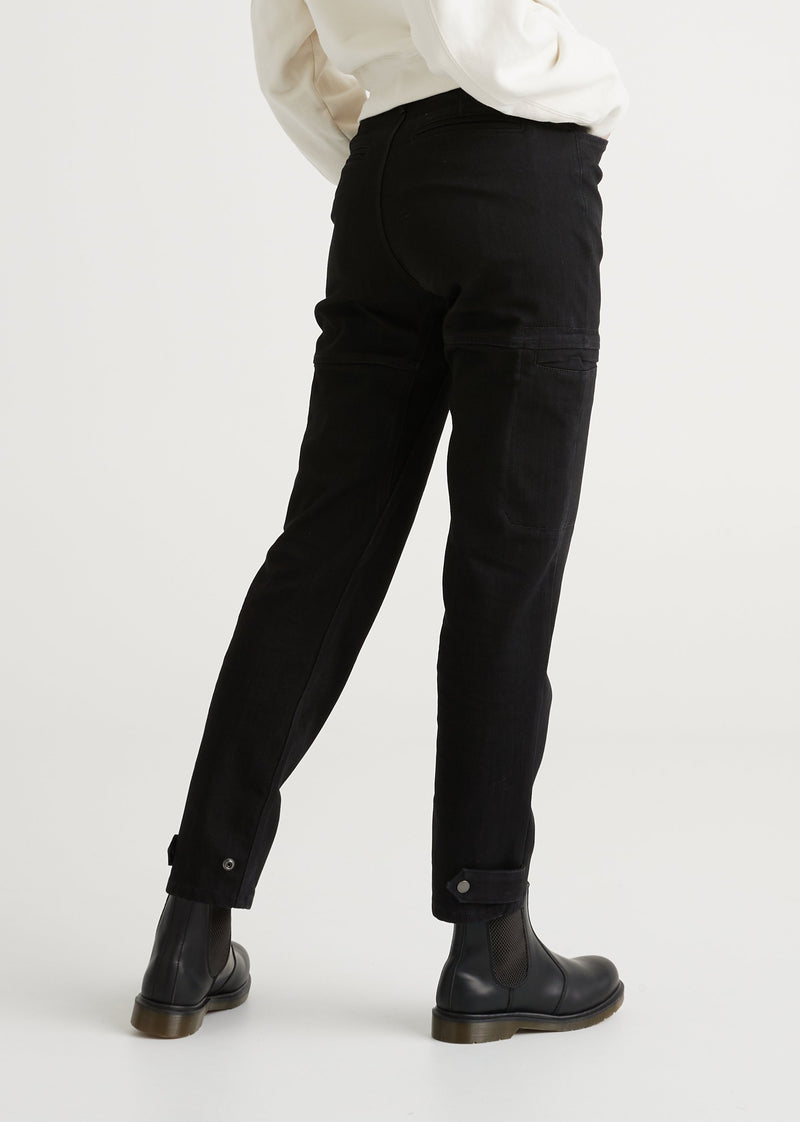 All-Weather Denim High Rise Barrel Pant - Black