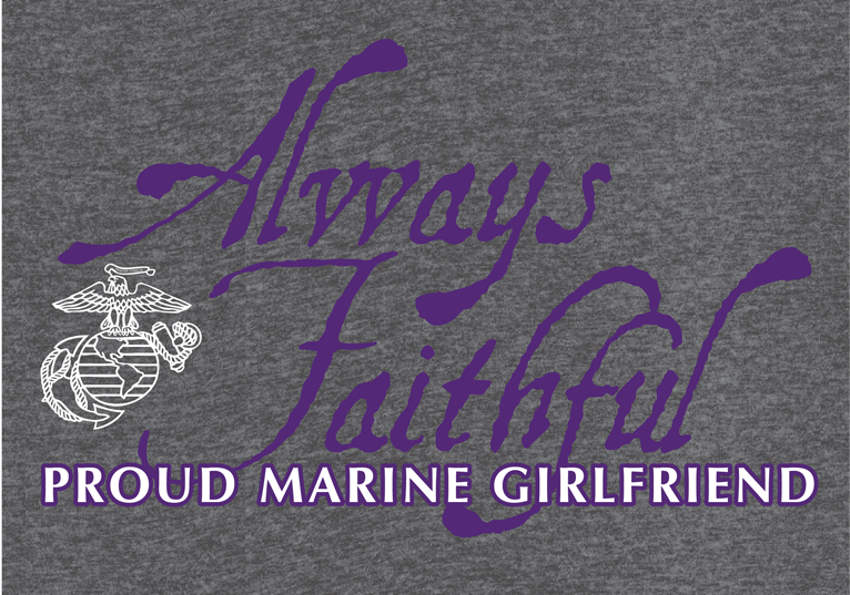 Always Faithful Proud Girlfriend Ladies USMC V-Neck T-Shirt-Sport Grey