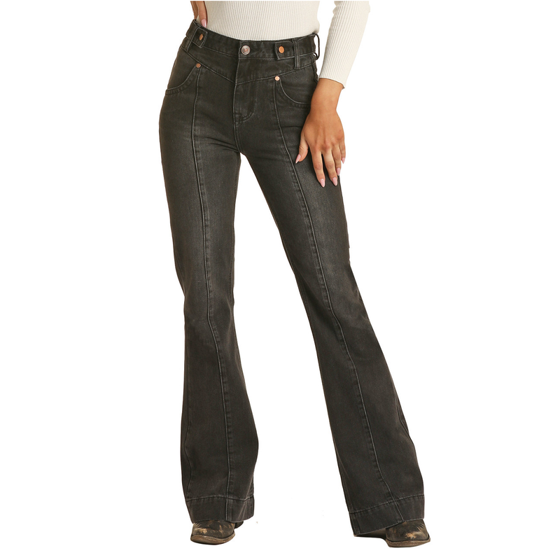 Rock & Roll Denim Ladies Black High Rise Trouser Jeans RRWD5HRZQL