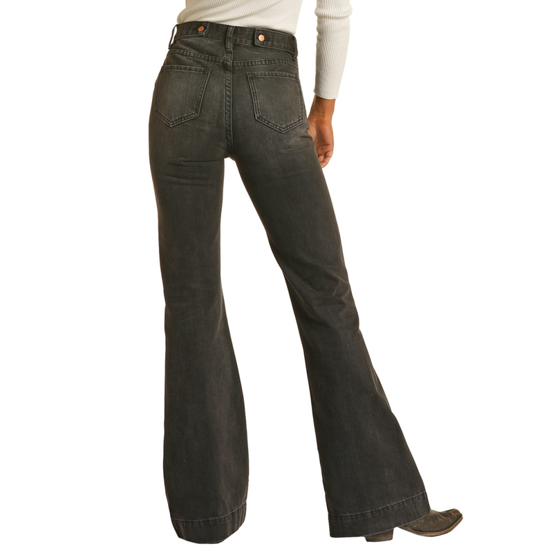 Rock & Roll Denim Ladies Black High Rise Trouser Jeans RRWD5HRZQL