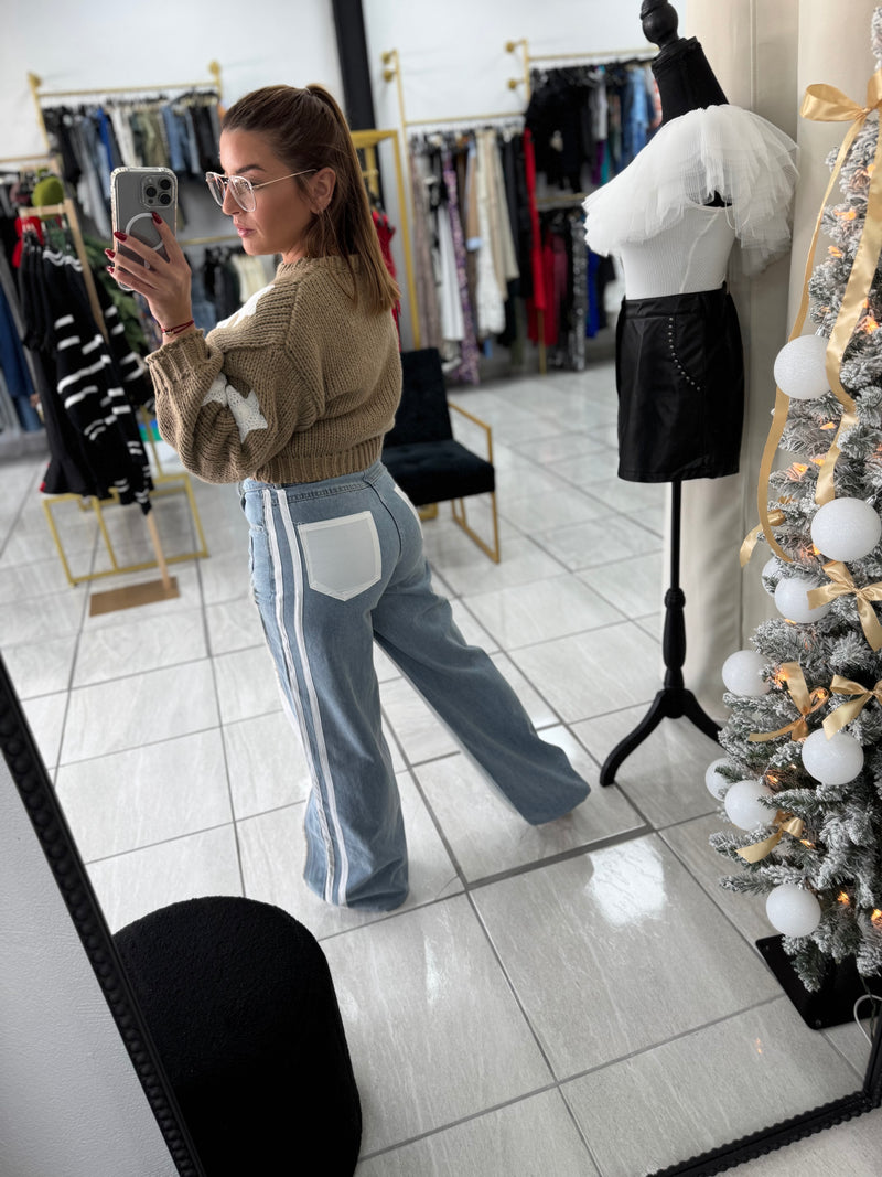 White Denim Track Jeans
