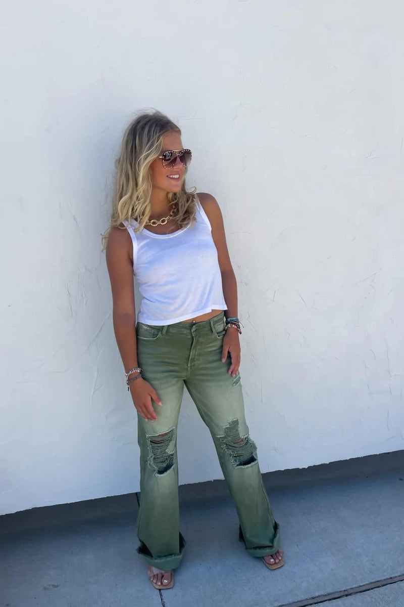 Lizz Denim Collection: Distresses Color Jeans