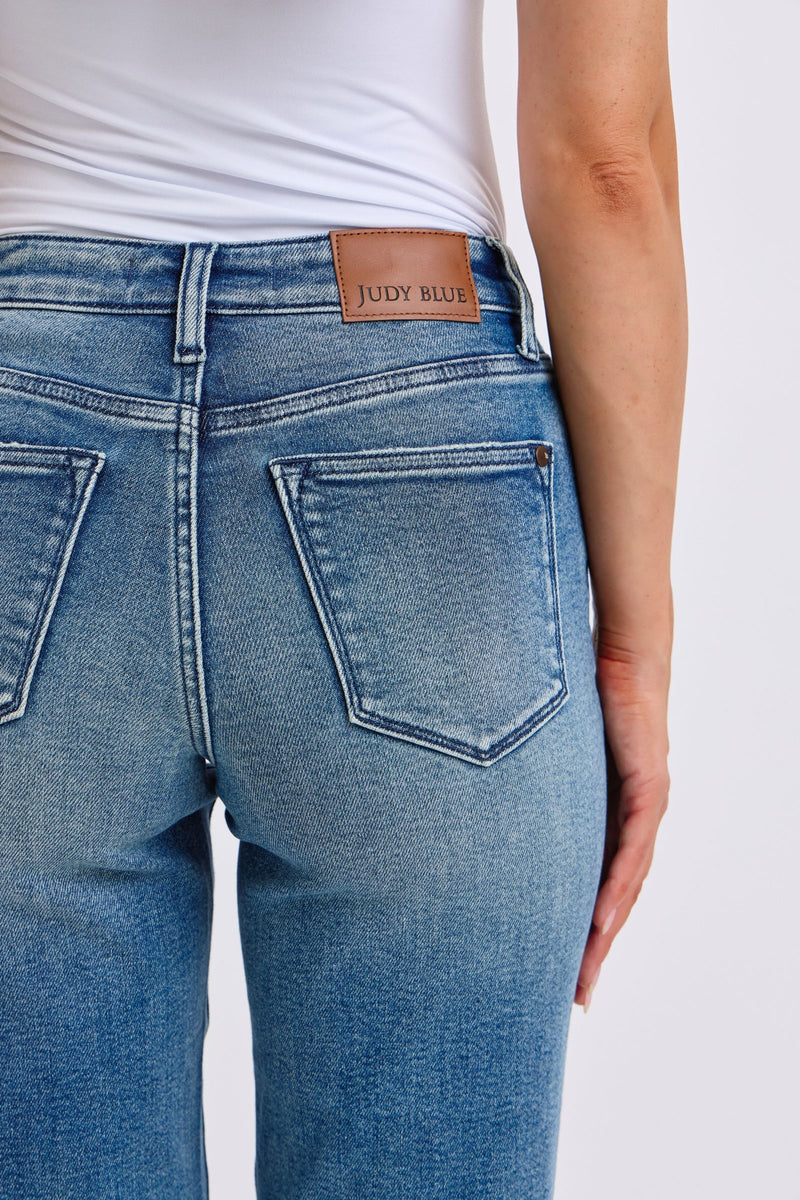 Judy Blue Mid Rise Contrast Wash Destroyed Dad Denim Jeans 88859
