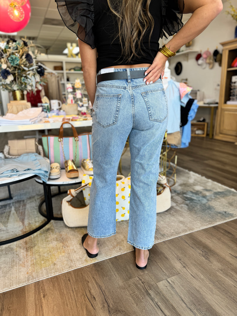 Sandy High Rise Straight Denim Jeans