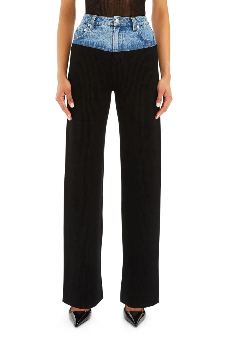 CHANI KNIT DENIM PANT IN BLACK/RIVER