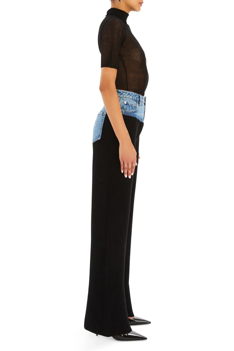 CHANI KNIT DENIM PANT IN BLACK/RIVER