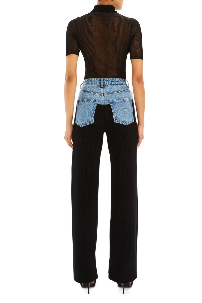 CHANI KNIT DENIM PANT IN BLACK/RIVER