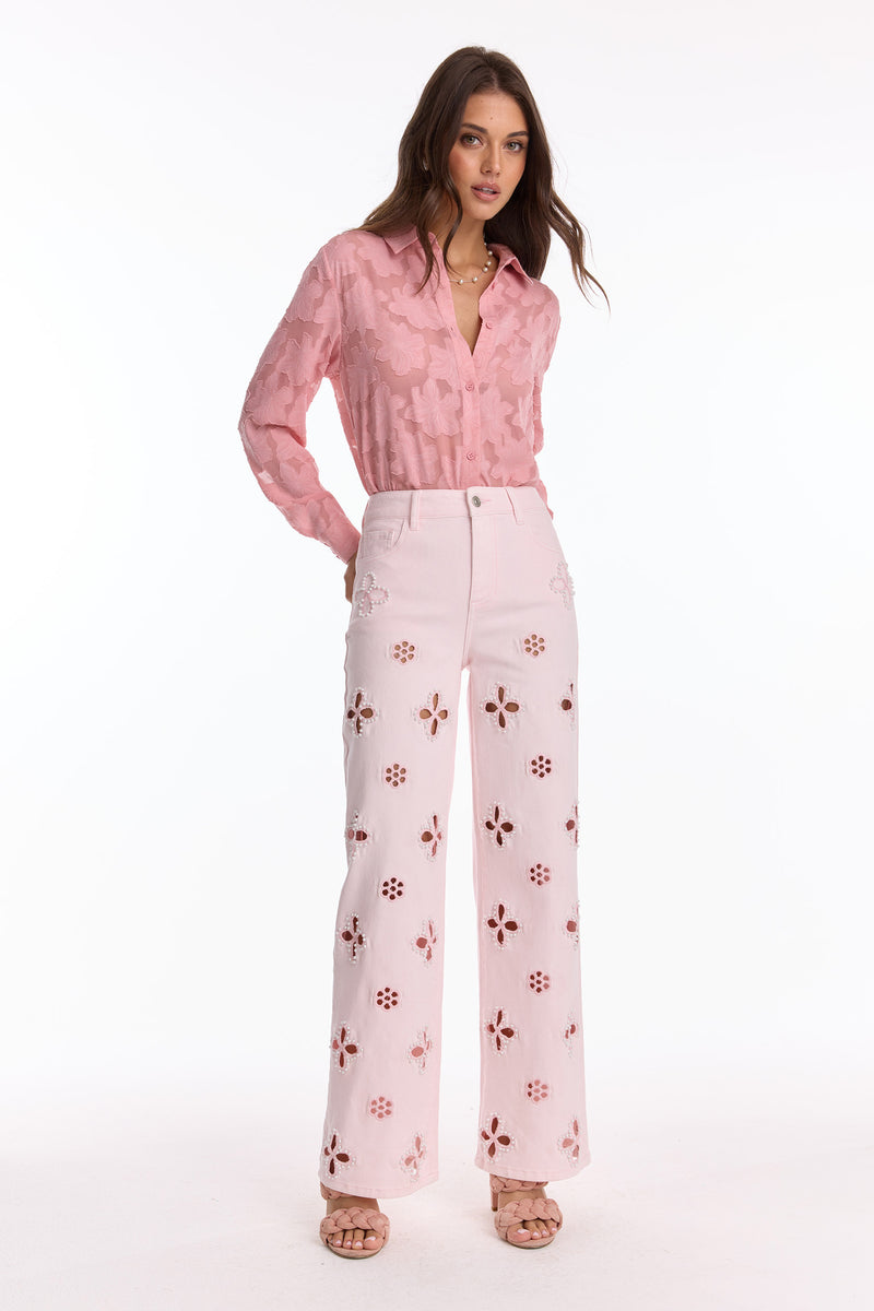 Kaia Pearl High Rise Jean - Blush