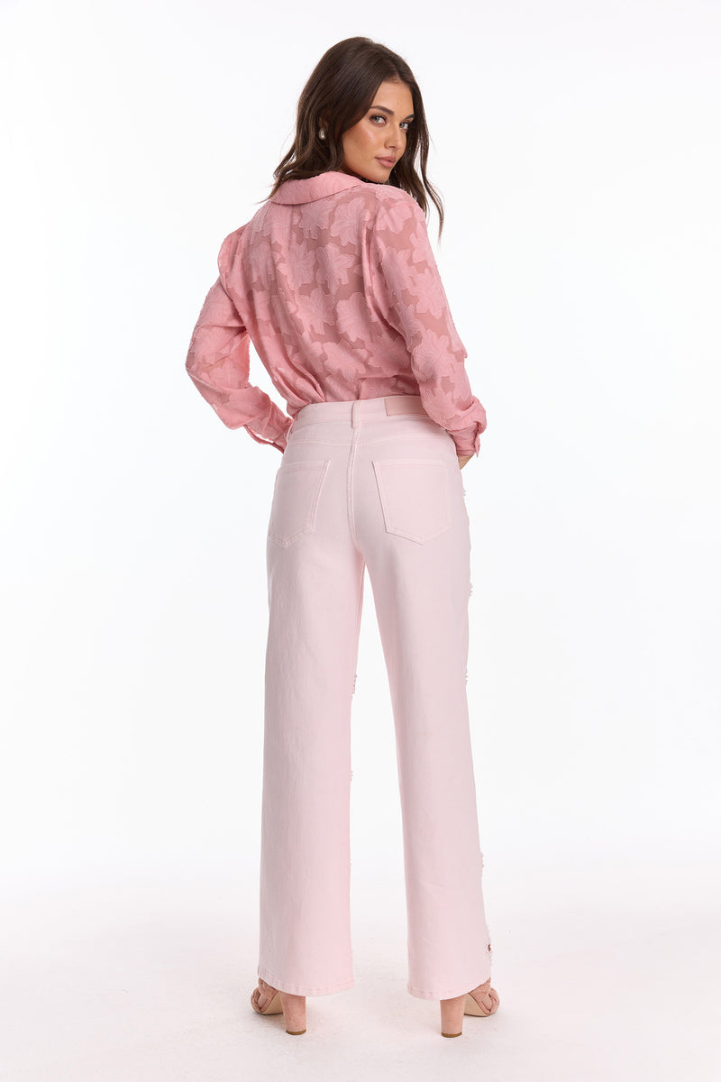 Kaia Pearl High Rise Jean - Blush