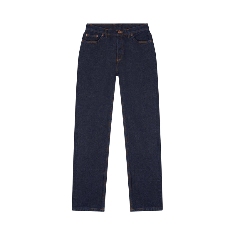 Women's straight high-waisted raw jeans
