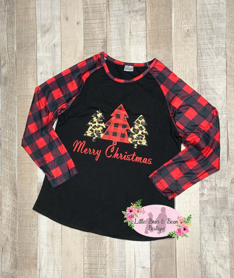 Christmas Tree Ladies with Animal Print Top