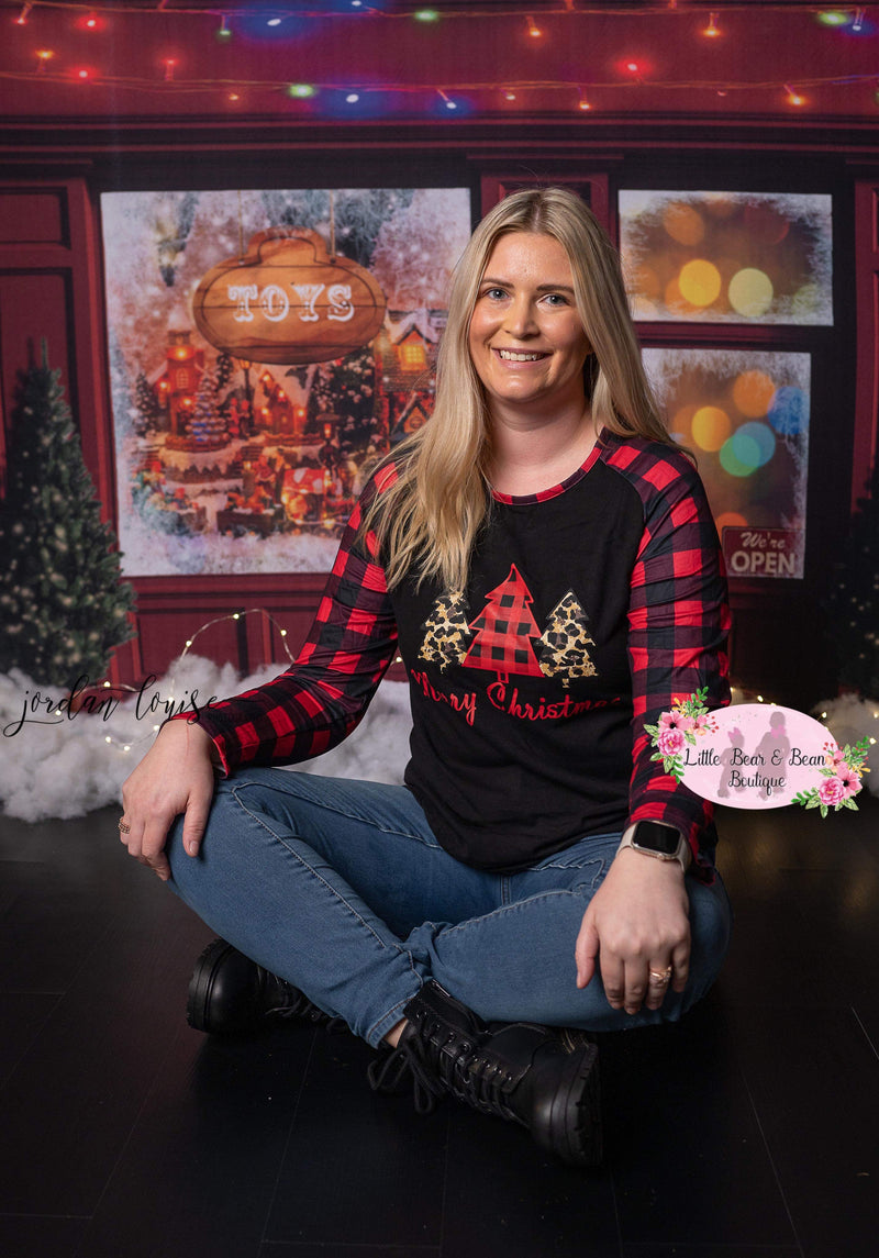 Christmas Tree Ladies with Animal Print Top