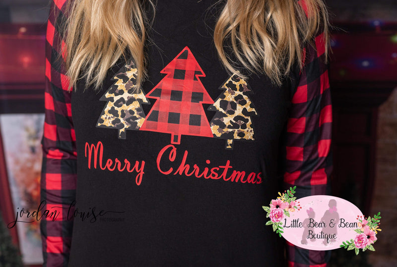 Christmas Tree Ladies with Animal Print Top