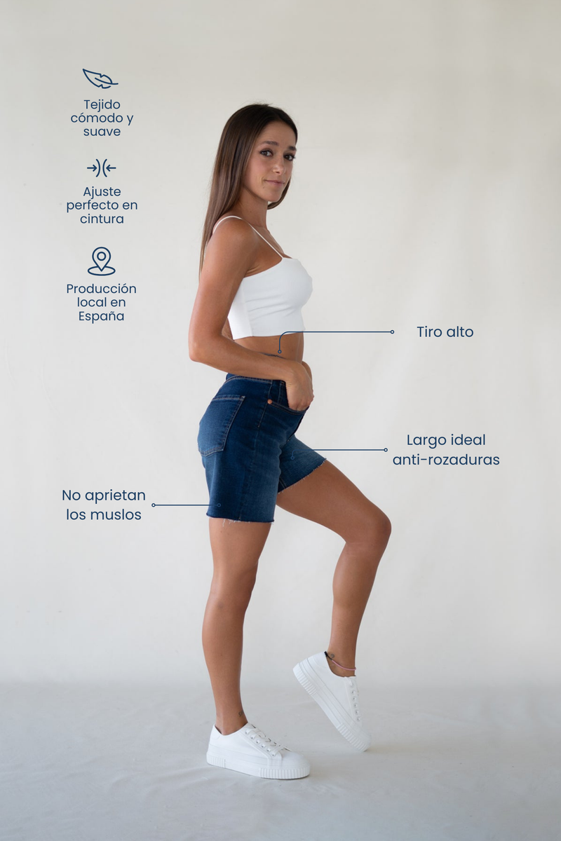 SHORTS HIGH RISE - DARK BLUE