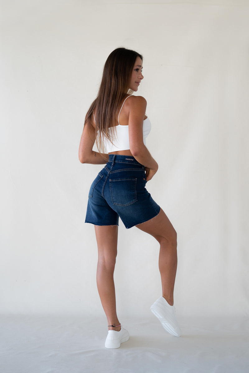 SHORTS HIGH RISE - DARK BLUE