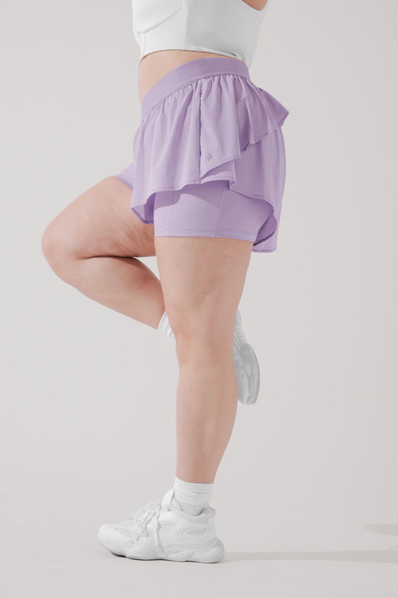 On the Run Ruffle Short - Lilac