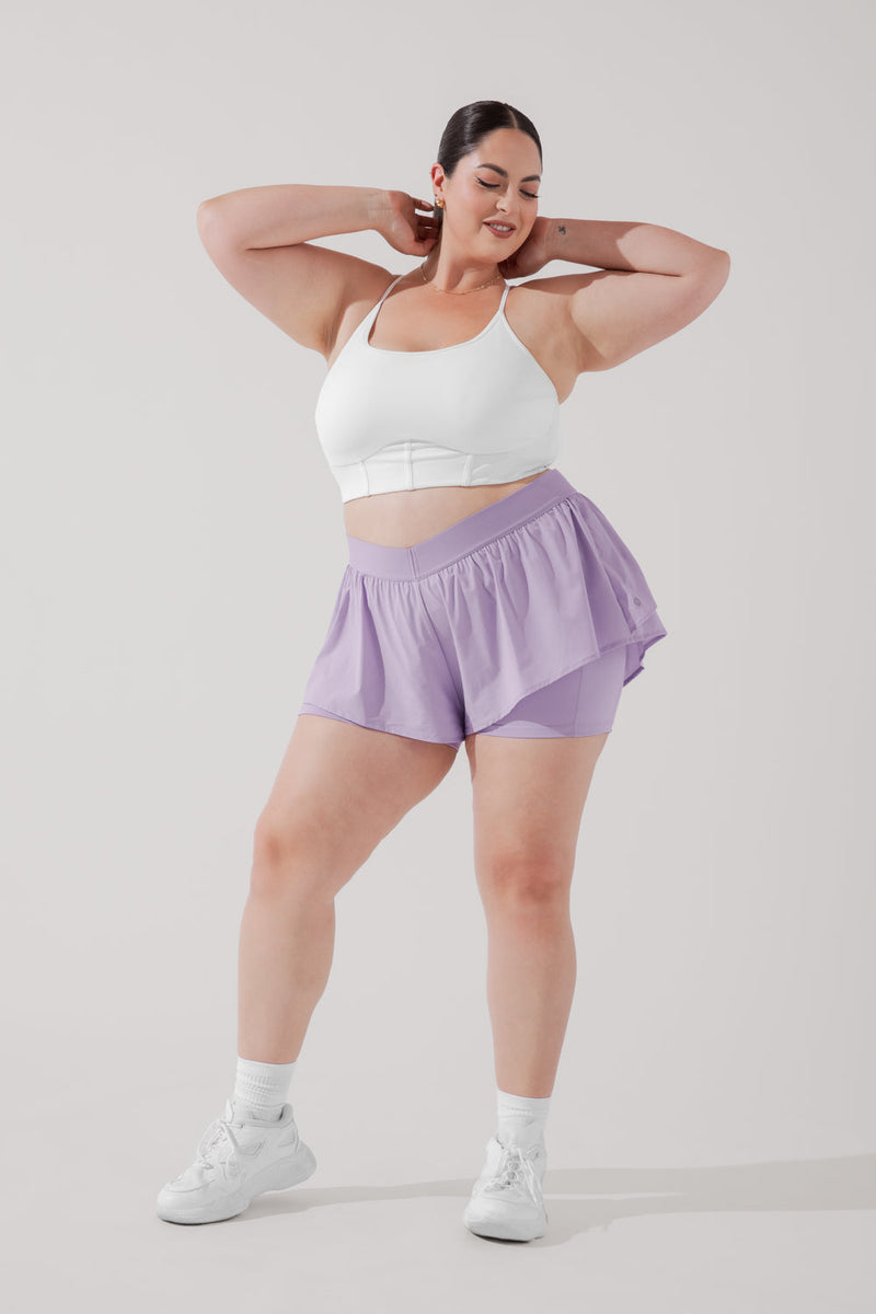 On the Run Ruffle Short - Lilac