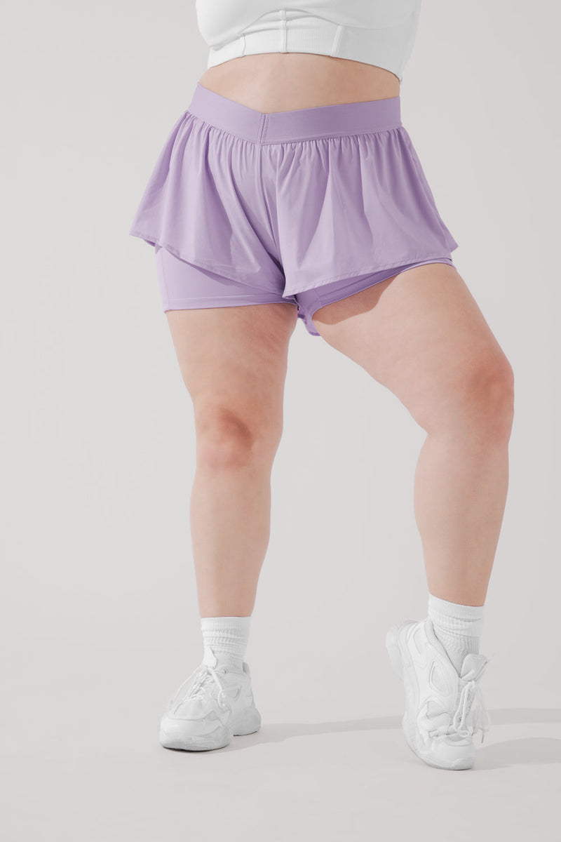On the Run Ruffle Short - Lilac