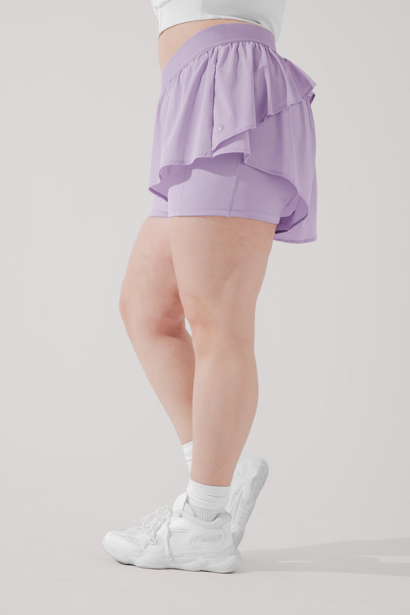On the Run Ruffle Short - Lilac