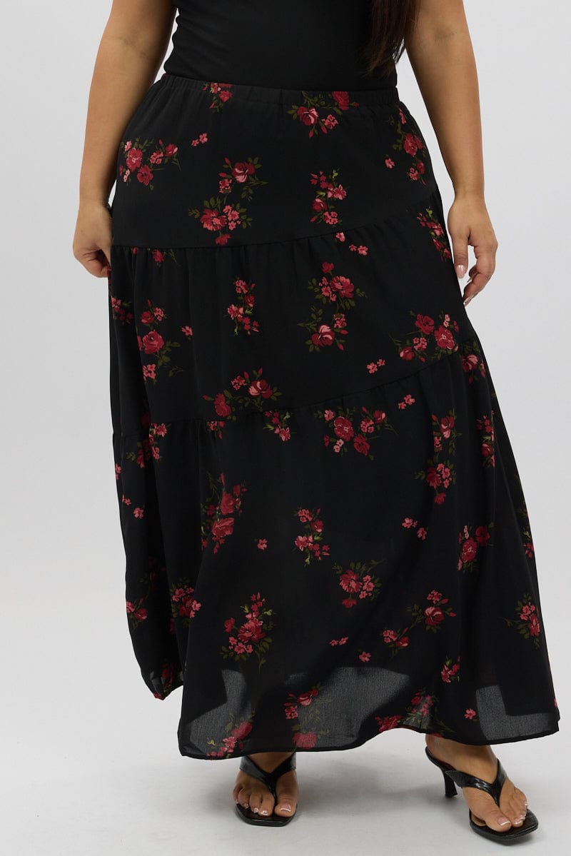 Black Floral Maxi Skirt