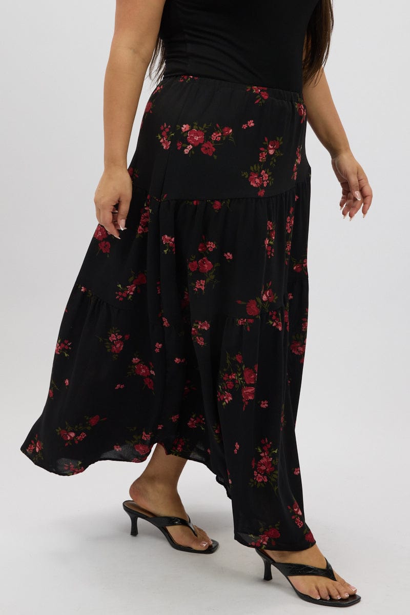 Black Floral Maxi Skirt